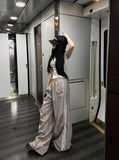 Metal Track Wide Nylon Pants