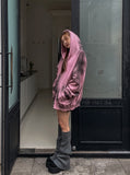 (UNISEX) Dirty Spray Shine Warmer Hood Zip-up