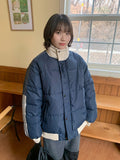 Koori Color Matching Line Padding Jumper
