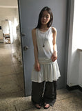 [BAONHAUS] Pollini Shirring Layered Sleeveless Mini One Piece