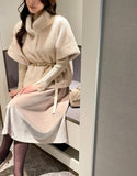 Meryl Eco Fur Mink Short Sleeve Cape Jacket (Belt Set)