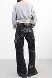 Glitch washing denim pants