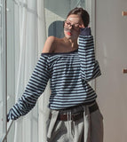 Kelly Unbalance Off Stripe Long Sleeve