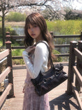 Heo See-through Ribbed Button Slim Cardigan