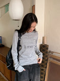 Reposs Lettering Printing Long Sleeve Tee