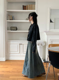 [MADE] Lawson wide collar slim crop crack leather jacket