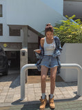 Cutting Waist Shorts Denim Pants