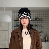 Zeta Lettering Color Matching Knit Beanie