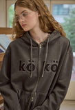 [2-WAY] KOKO Applique Pigment Hooded Zip-Up