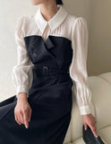 Serindy Collar Trench Color Matching One Piece