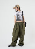 Balloon wide big cargo pocket banding pants