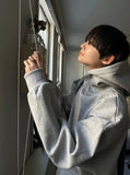 Brushed Snap-Neck Button Hoodie
