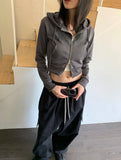 Teener Printed Two-Way Cropped Hood Zip-Up
