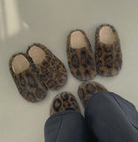 Winter Full Lining Fur Leopard Fur Slippers