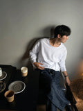 U-neck silky cotton long sleeve tee