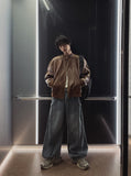 Maxi balloon snap denim pants