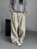 No-pin curved cut cotton balloon pants