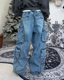 Kens zipper cargo denim pants
