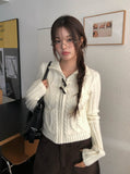 Pora High Neck Duffle Knit Pocket Zip-Up