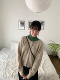 Rurui Mix Color Wool Crop Cardigan