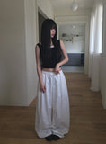 Paron Summer Cotton String Wide Pintuck Pants