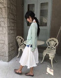 Levui Summer See-through V-Neck Layered Long Sleeve Tee