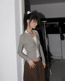 Soap Ribbed Slim Fit Tight Long Sleeve Knit Cardigan