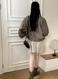 Lapen Shining Pearl Coated String Zip-Up Jumper