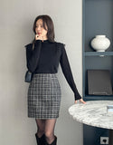 Komare Pearl Tweed H-Line Mini Skirt