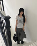 Diaen Lettering Print Button Short Sleeve T-Shirt