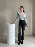 Andanti Brushed Washed Bootcut Denim Pants Basic