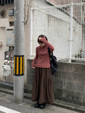 Toriku banding frill corduroy long skirt