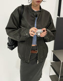 Gross cut washed leather jacket