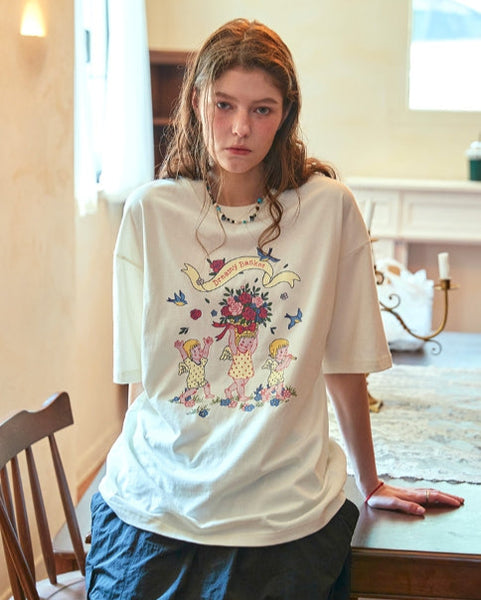 【CPGN】バスケットエンジェル半袖T 2色 CPGN STUDIO (コンパーニョ) - バスケットエンジェル半袖Tシャツ