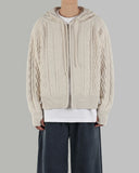 Rope hooded zip up knit