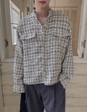Diruin Tweed Damage Crop Shirt Jacket