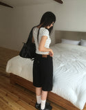 Addie Dot Button Shirring Short Sleeve T-Shirt