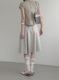 Cotton Gored Flare Midi Skirt