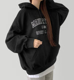 Manhattan Lettering Loose Fit Unisex Lightweight Hood T-Shirt