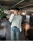 Open collar mesh knit