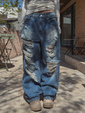 Funky Damage Wide Denim Pants