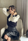 Duren Combination Knit Vest Tie Blouse
