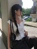 Risun Ribbon Strap Off Sleeveless Blouse