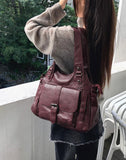 Shishu Pocket Buckle Leather Shoulder Crossbody Bag