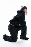 Bicolor fleece layered hoodie