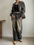 Betty Tin Beige Wide Denim Pants