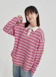 [BAONHAUS] Etim Stripe Rugby Collar Sweatshirt