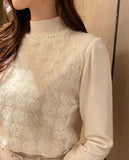 Lana Chiffon Rose Pearl Half-Turtleneck Knit