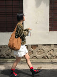 SUEDE EYELET SHOULDER BAG