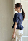Cloa Heartneck Puff Peplum Jacket Blouse